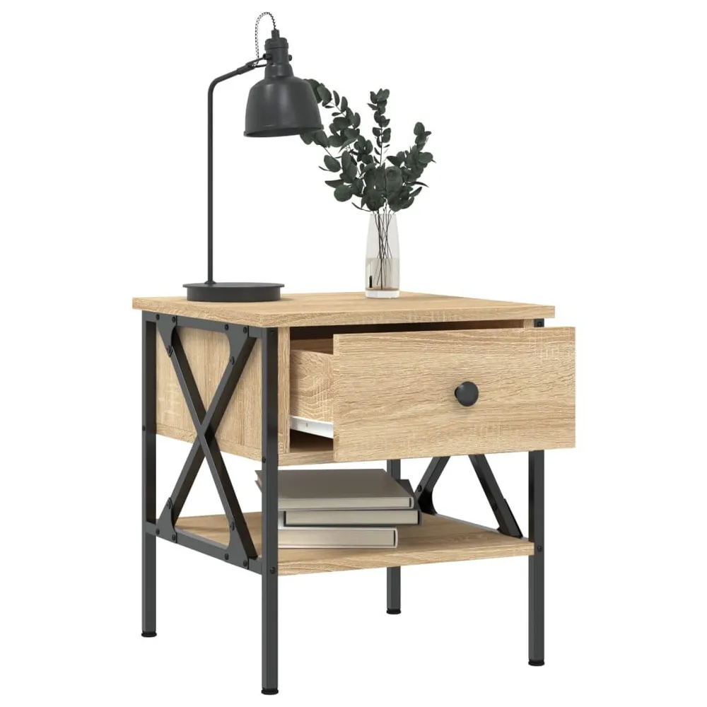 Mesa de cabeceira 40x42x45 cm derivados madeira carvalho sonoma com Cabideiro Incluso