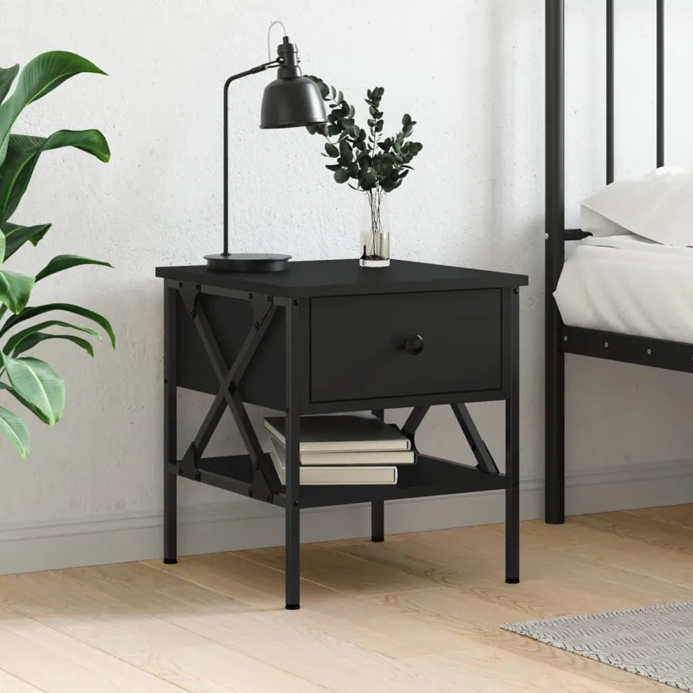 Mesa de cabeceira 40x42x45 derivados de madeira preto para Quartos de Casal