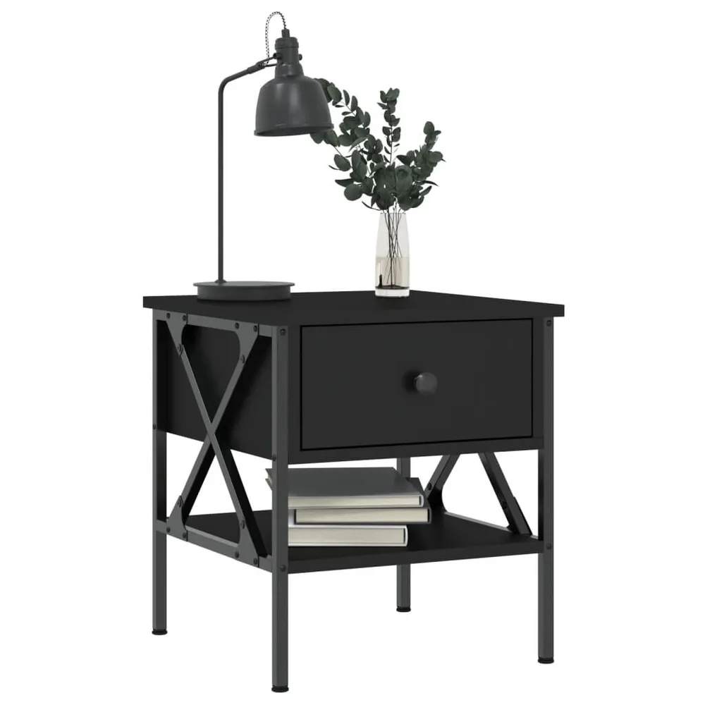 Mesa de cabeceira 40x42x45 derivados de madeira preto para Quartos de Casal