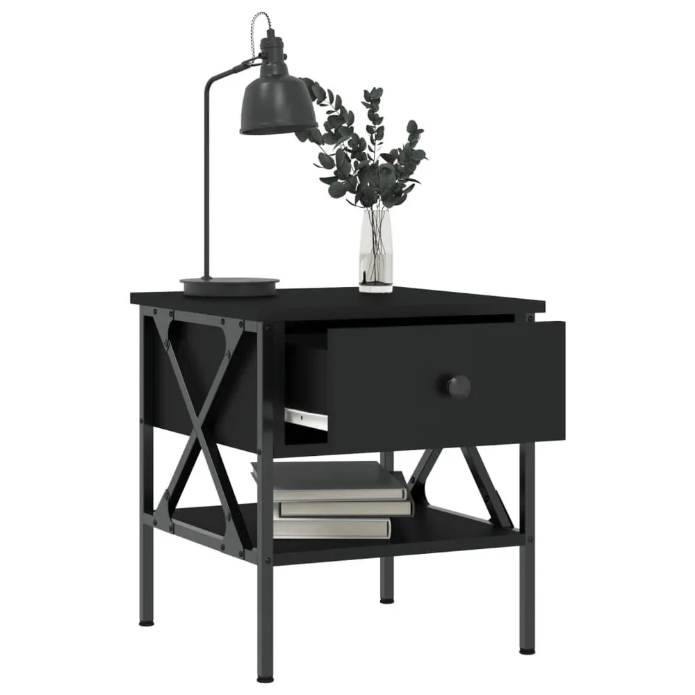 Mesa de cabeceira 40x42x45 derivados de madeira preto para Quartos de Casal