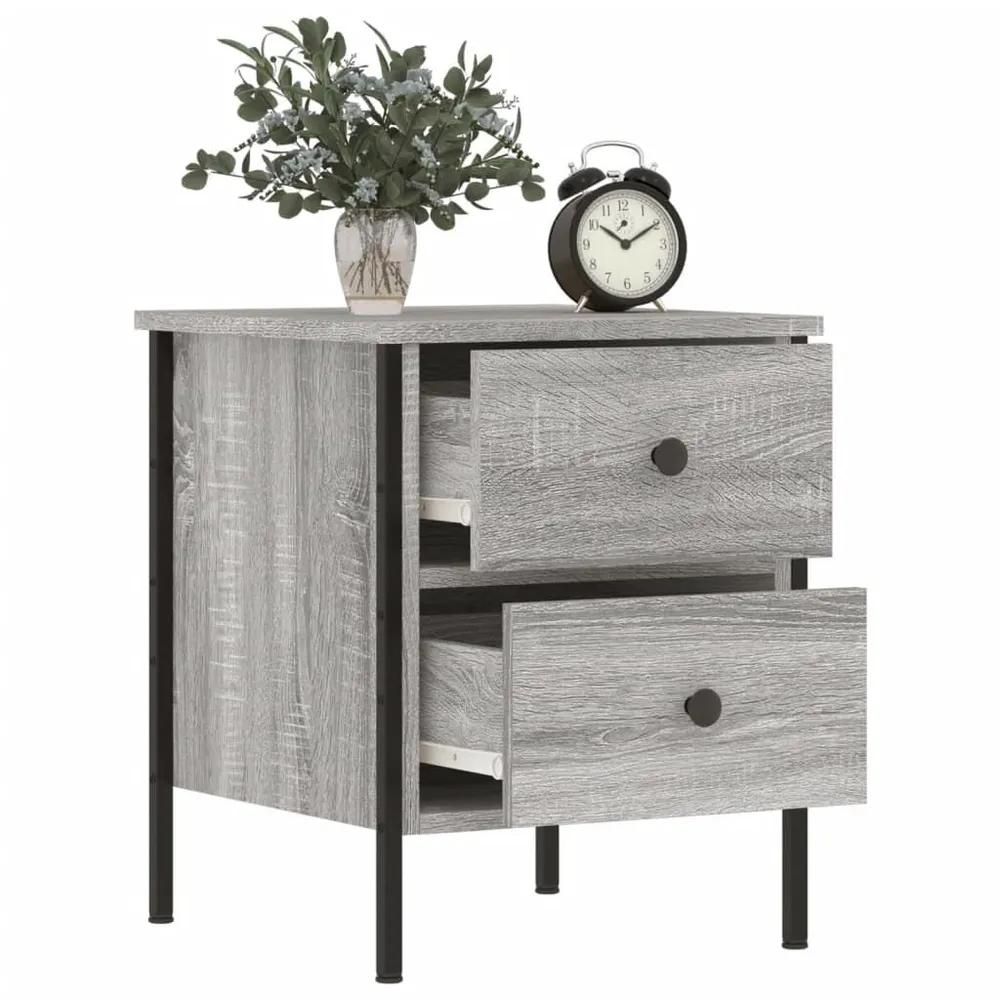 Mesa cabeceira 40x42x50 cm derivados de madeira cinzento sonoma com Cabideiro Incluso