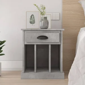 Mesa de cabeceira 43x36x50 cm cinzento cimento com Gavetas de Armazenamento