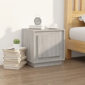 Mesa cabeceira 44x35x45 cm derivados de madeira cinza sonoma | Montagem Inclusa