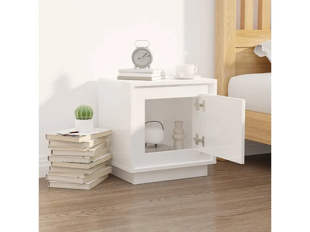 Mesa de cabeceira 44x35x45cm derivados madeira branco luminoso