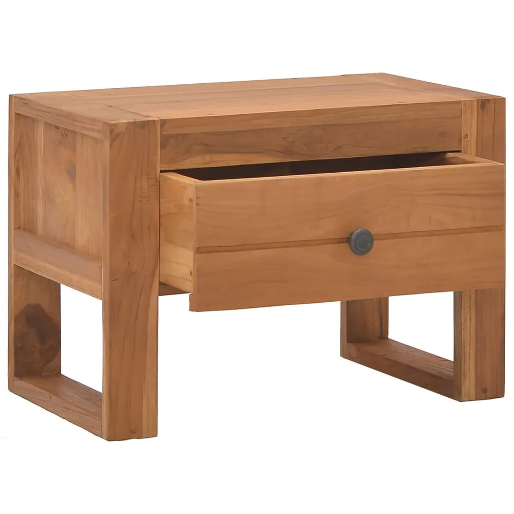 Mesa de cabeceira 50x30x35 cm madeira de teca maciç com Pés Ajustáveis