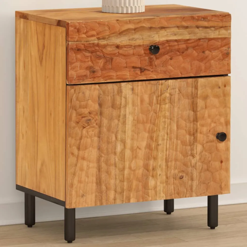 Mesa de cabeceira 50x33x60 cm madeira de acácia maciç | Design Escandinavo |