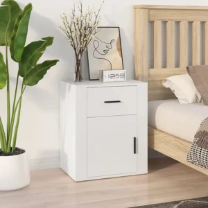 Mesa de cabeceira 50x36x60 cm derivados de madeira branco em Pinho Natural