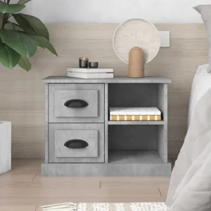 Mesa de cabeceira 60x35,5x45 cm cinzento cimento | Montagem Inclusa
