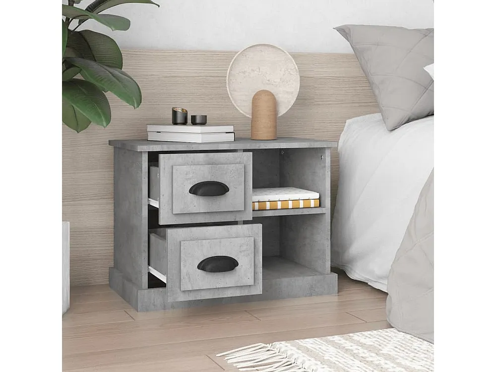 Mesa de cabeceira 60x35,5x45 cm cinzento cimento | Montagem Inclusa