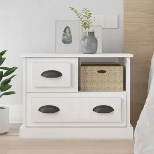 Mesa de cabeceira 60x39x45 cm branco cintilante