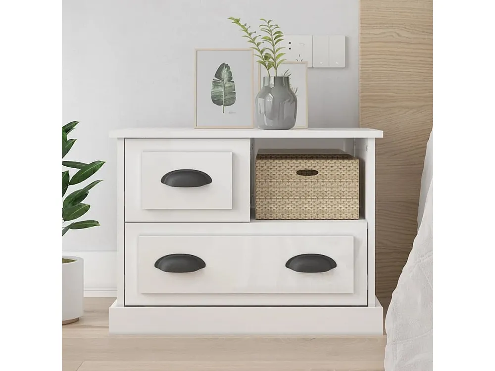 Mesa de cabeceira 60x39x45 cm branco cintilante