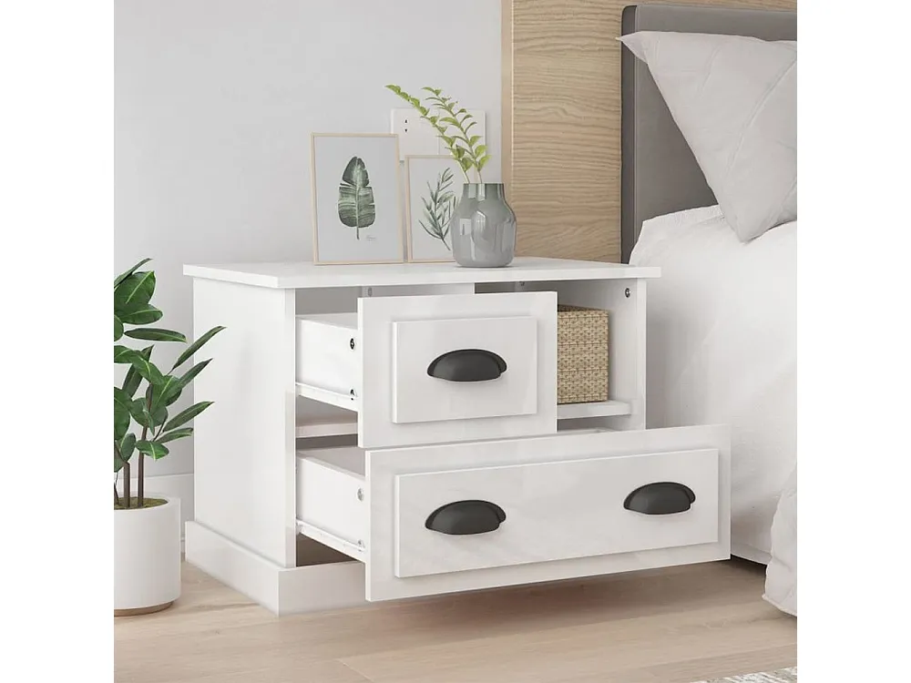 Mesa de cabeceira 60x39x45 cm branco cintilante
