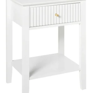 Mesa de cabeceira com 1 gaveta branca ASSISI Tecido Resistente