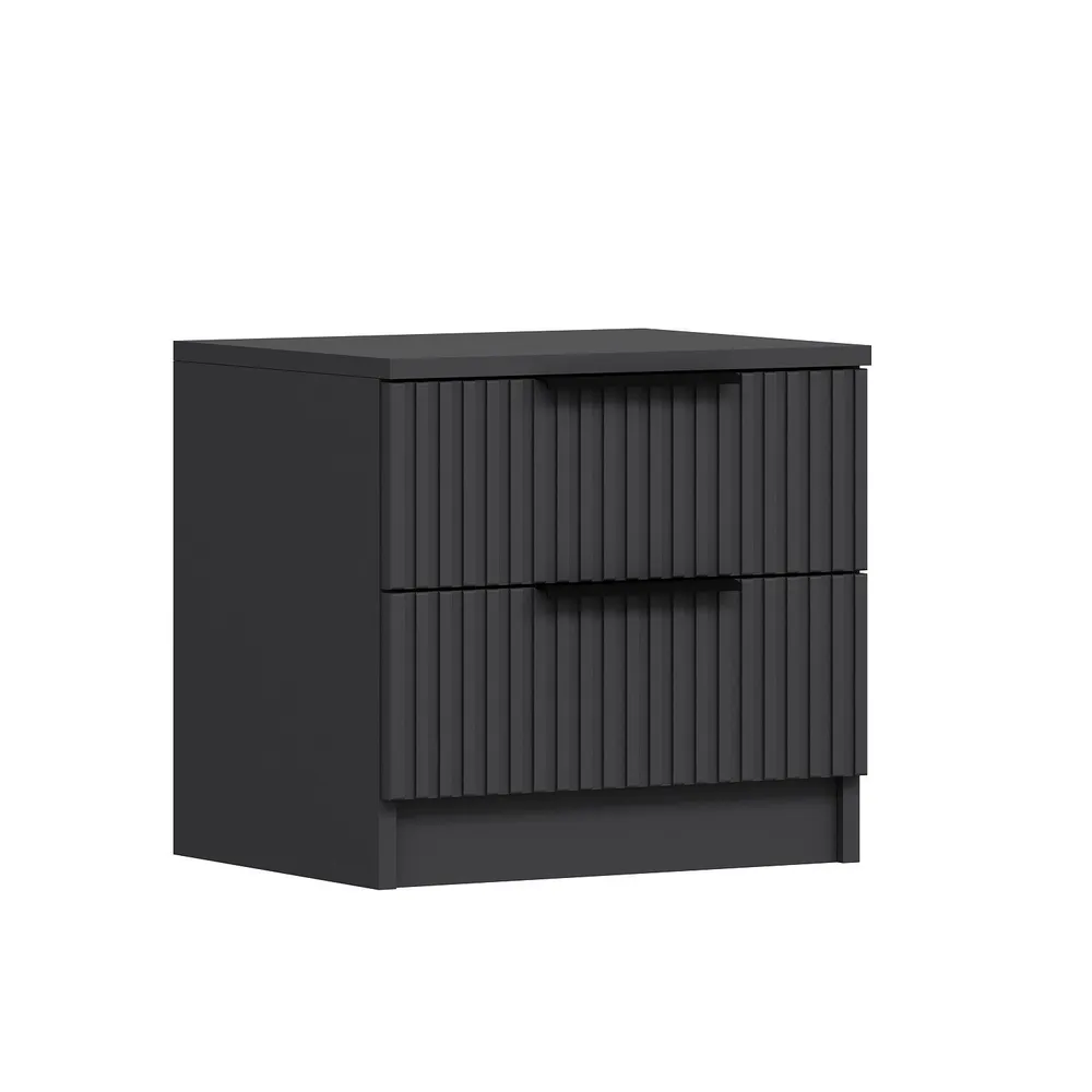 Mesa de cabeceira com 2 gavetas Thoosa Antracite para Organização de Roupas