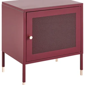 Mesa de cabeceira com 1 porta em metálico vermelho OSSETT