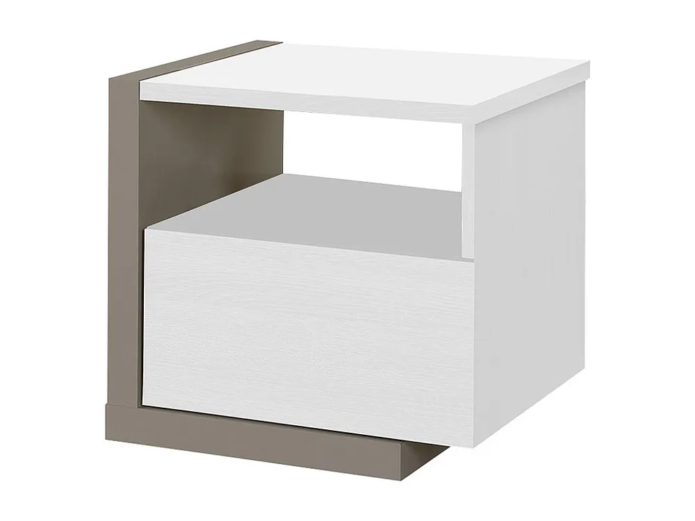 Mesa de cabeceira escandinava NAPOLI 1 gaveta Branco e cinza com Cabideiro Incluso