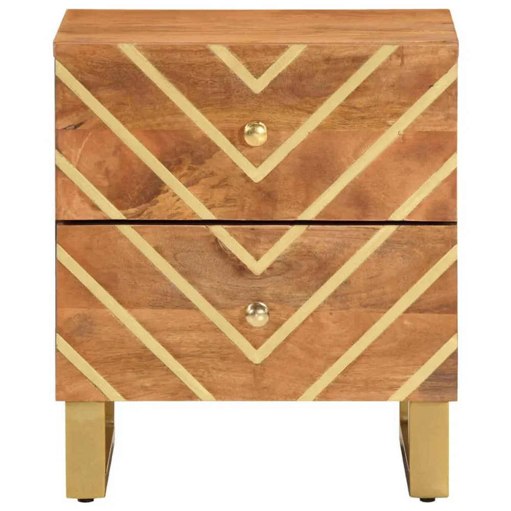 Mesa de cabeceira madeira de mangueira maciç castanho e preto | Montagem Inclusa