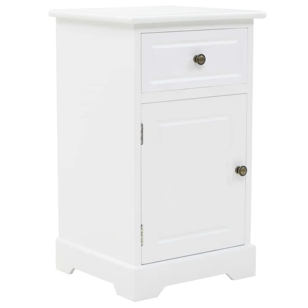 Mesa de cabeceira em MDF e madeira de pinho 35x32x59 cm com Gavetas de Armazenamento