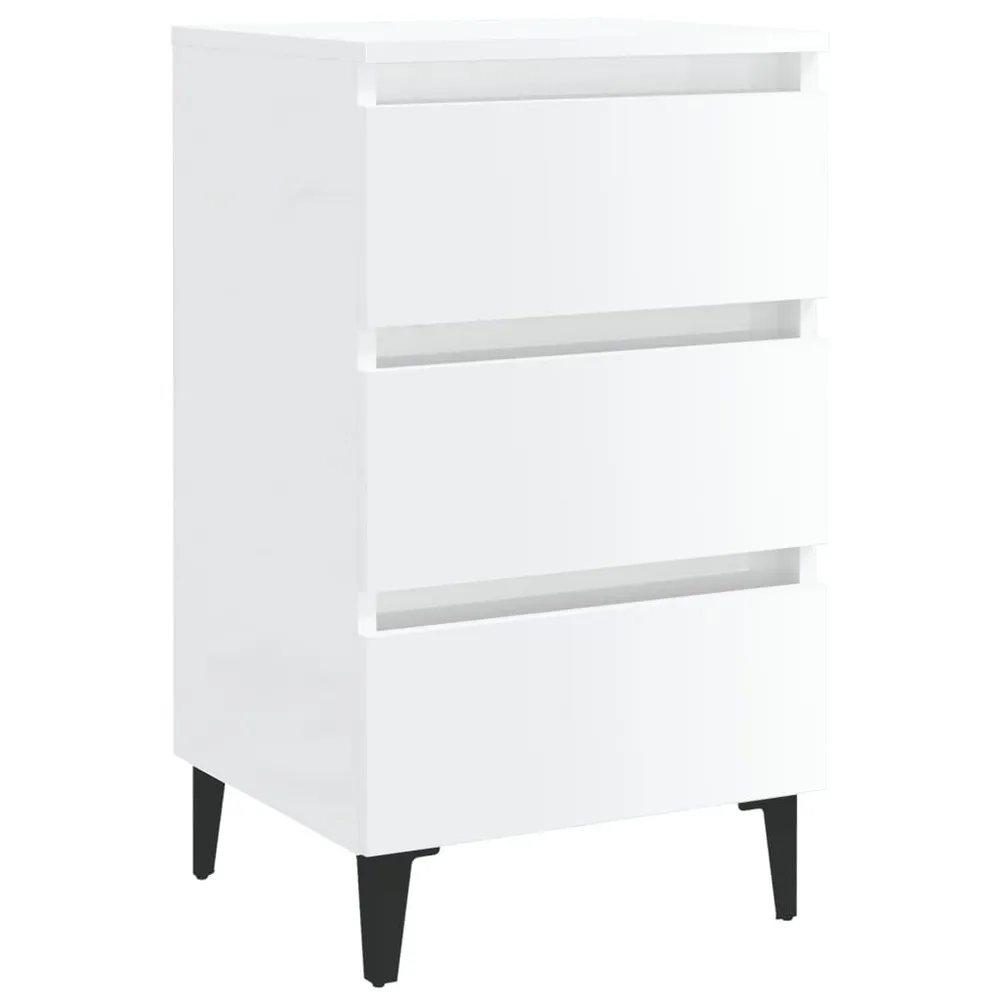 Mesa de Cabeceira Mesa cabeceira com pernas metal 40x35x69 cm branco reluzente