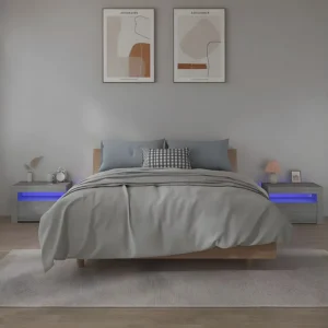 Mesa de Cabeceira Mesas de cabeceira com LEDs 2 peças 60x35x40 cm sonoma cinza