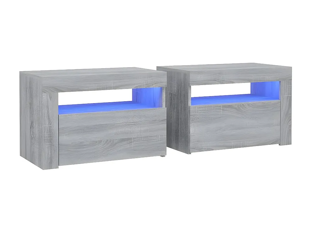 Mesa de Cabeceira Mesas de cabeceira com LEDs 2 peças 60x35x40 cm sonoma cinza
