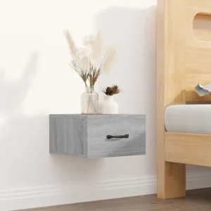 Mesa de cabeceira montagem na parede 35x35x20cm cinzento sonoma Edição com Espelho