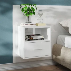 Mesa de cabeceira montagem na parede branco resplandecente