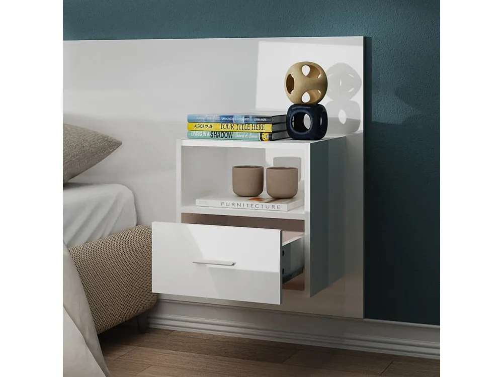 Mesa de cabeceira montagem na parede branco resplandecente