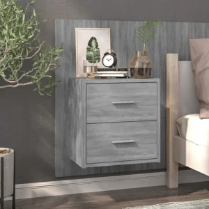 Mesa de cabeceira montagem na parede cinzento sonoma com Cabideiro Incluso
