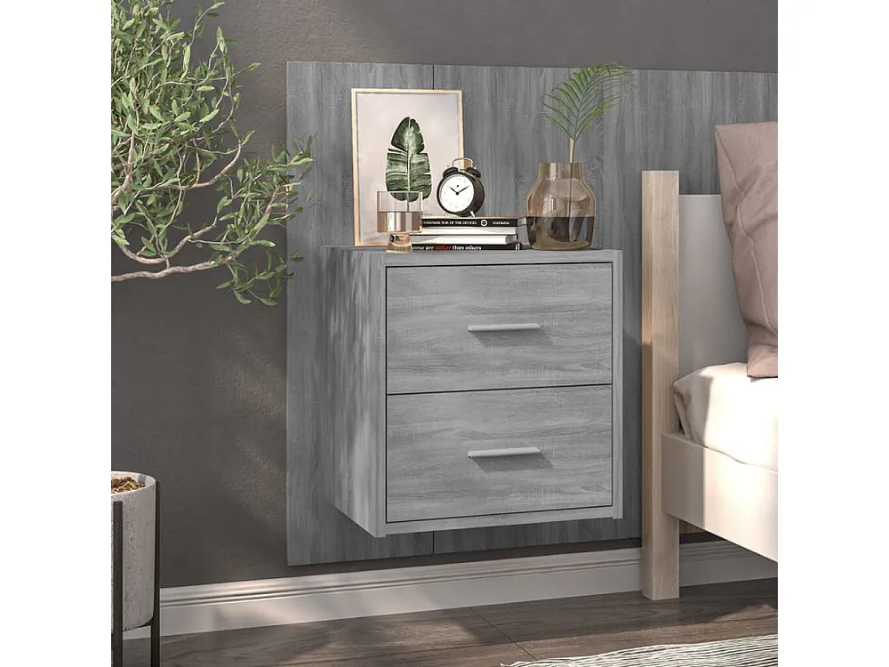 Mesa de cabeceira montagem na parede cinzento sonoma com Cabideiro Incluso