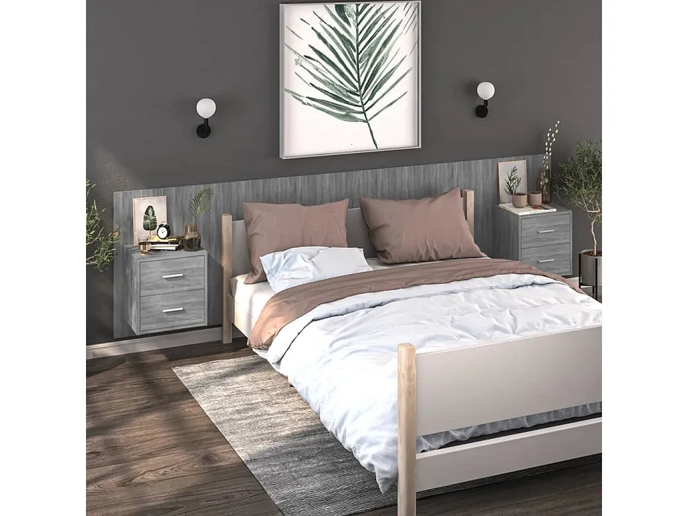 Mesa de cabeceira montagem na parede cinzento sonoma com Cabideiro Incluso