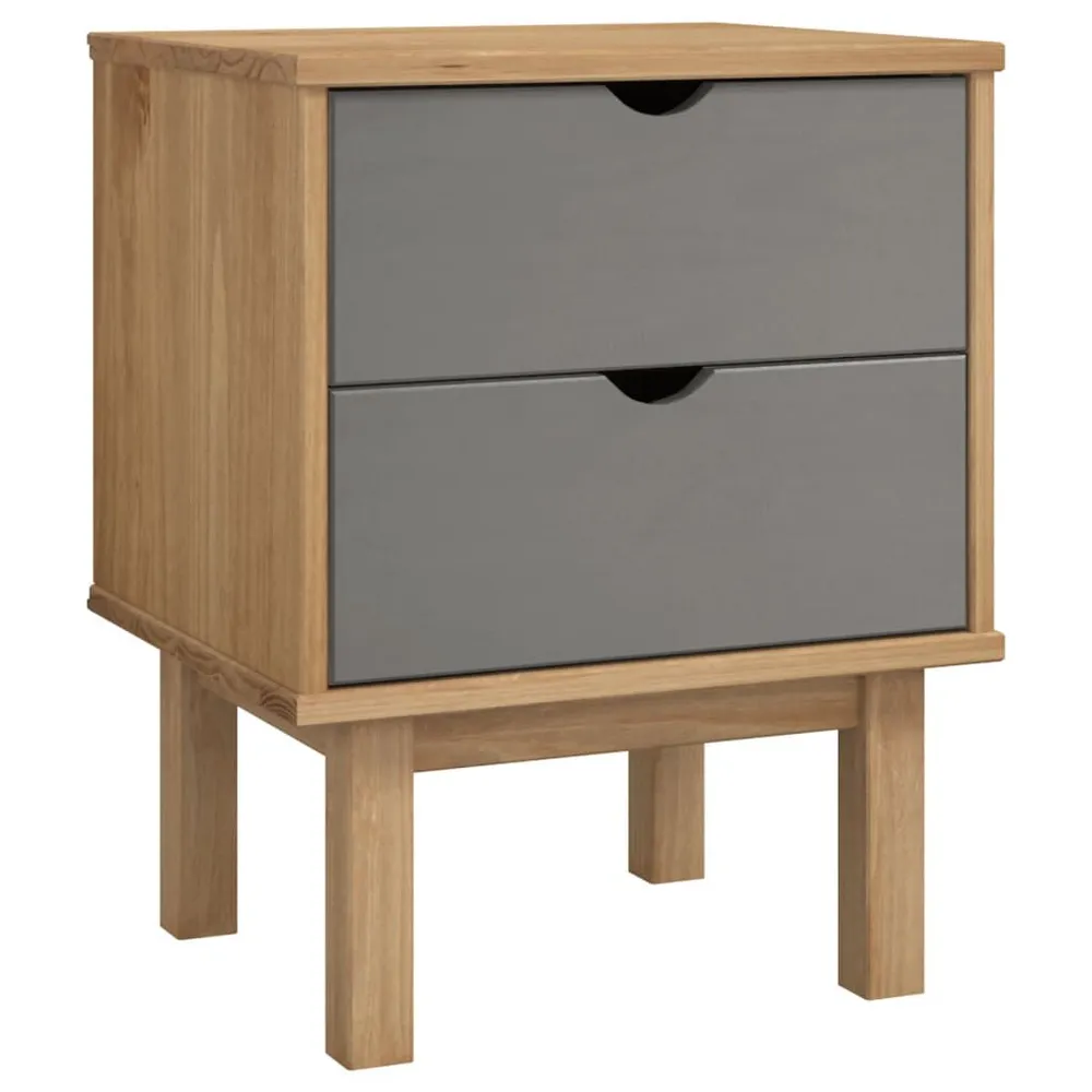 Mesa de cabeceira OTTA 45x39x57 cm pinho maciço castanho/cinza para Organização de Roupas
