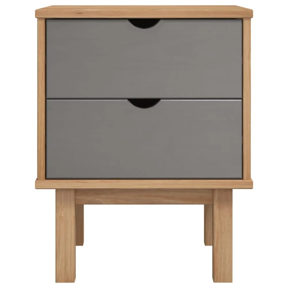 Mesa de cabeceira OTTA 45x39x57 cm pinho maciço castanho/cinza para Organização de Roupas