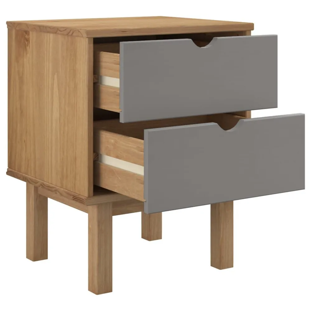 Mesa de cabeceira OTTA 45x39x57 cm pinho maciço castanho/cinza para Organização de Roupas