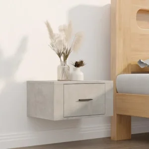 Mesa de cabeceira de parede 50x36x25 cm cinzento cimento com Garantia Estendida