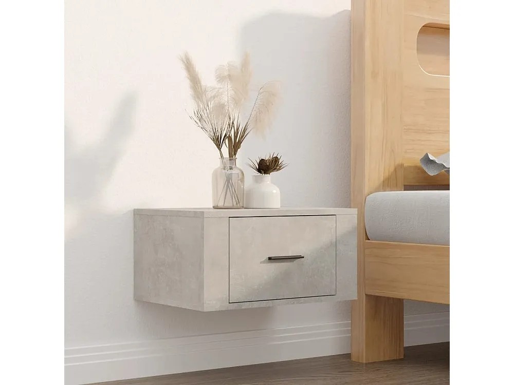Mesa de cabeceira de parede 50x36x25 cm cinzento cimento com Garantia Estendida