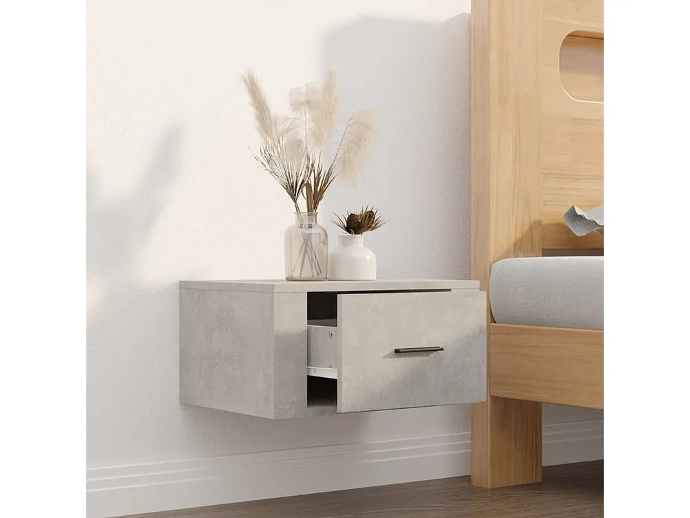 Mesa de cabeceira de parede 50x36x25 cm cinzento cimento com Garantia Estendida