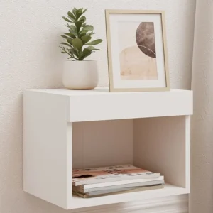 Mesa de cabeceira de parede com luzes LED branco Medidas Queen Size