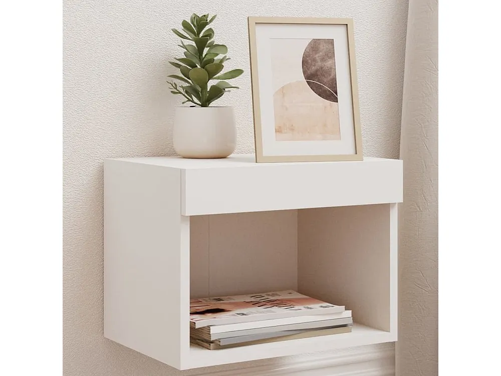 Mesa de cabeceira de parede com luzes LED branco Medidas Queen Size