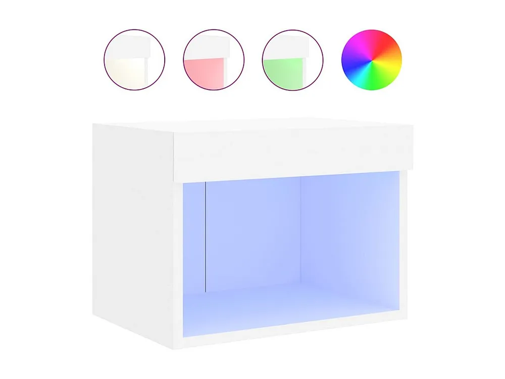 Mesa de cabeceira de parede com luzes LED branco Medidas Queen Size