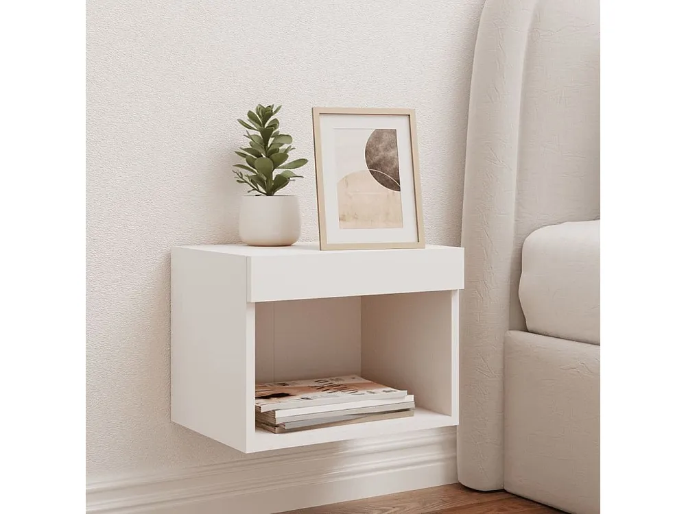 Mesa de cabeceira de parede com luzes LED branco Medidas Queen Size