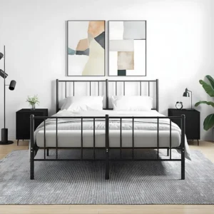 Mesa de cabeceira 2 peças 40x40x50 cm derivados de madeira preto Medidas Queen Size