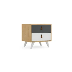Mesa de Cabeceira Pera, Carvalho, 55x45x55 cm, EPIKASA com Gavetas de Armazenamento