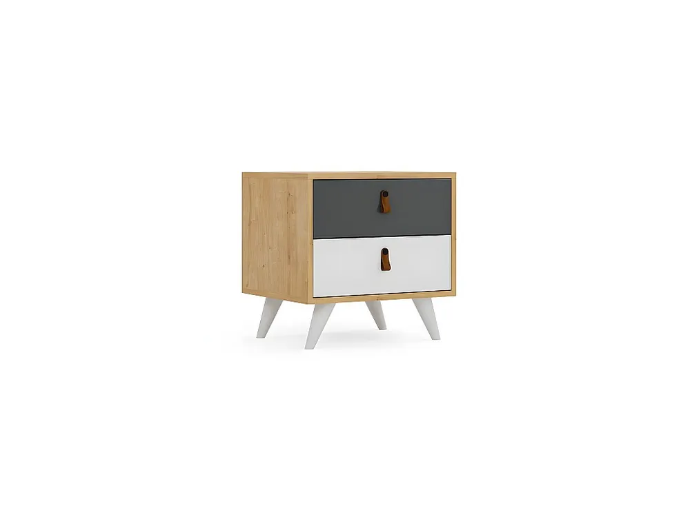 Mesa de Cabeceira Pera, Carvalho, 55x45x55 cm, EPIKASA com Gavetas de Armazenamento