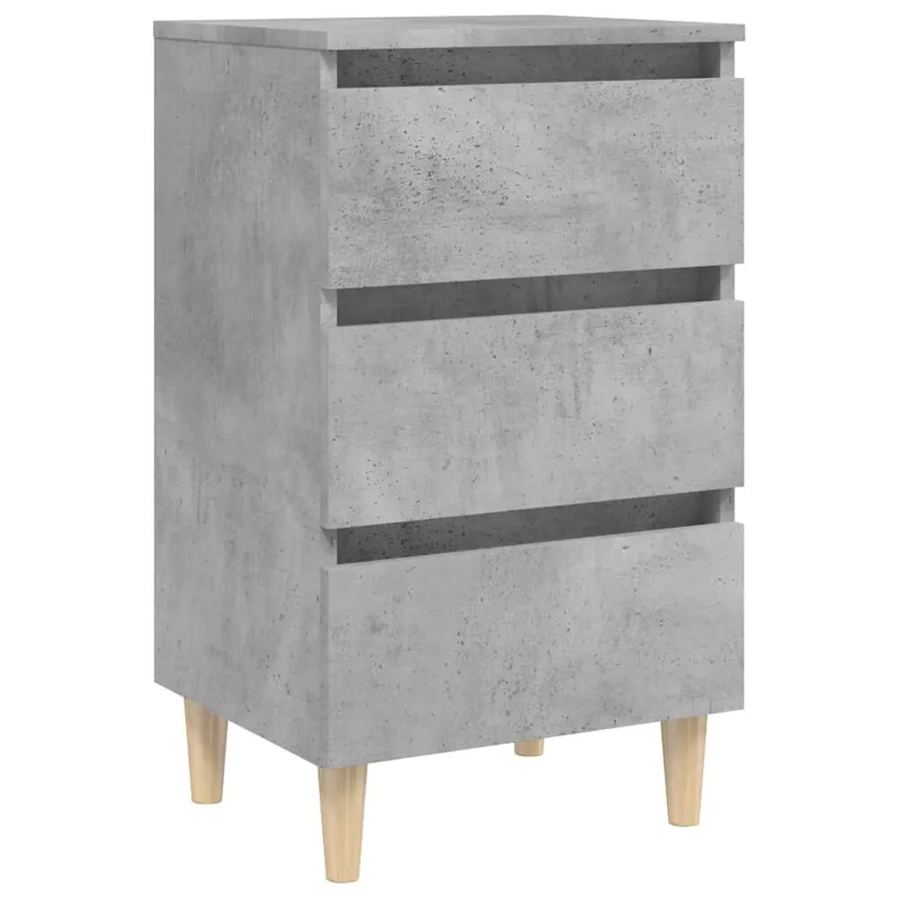 Mesa cabeceira pernas de madeira 40x35x69 cm cinzento cimento Medidas Queen Size