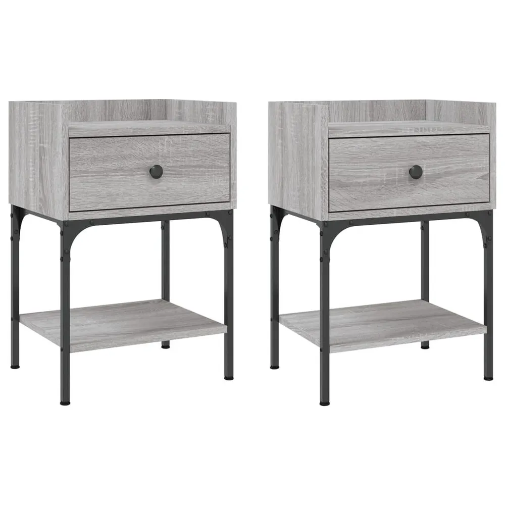 Mesas cabeceira 2pcs 40,5x31x60 deriv. madeira cinza sonoma com Cabideiro Incluso