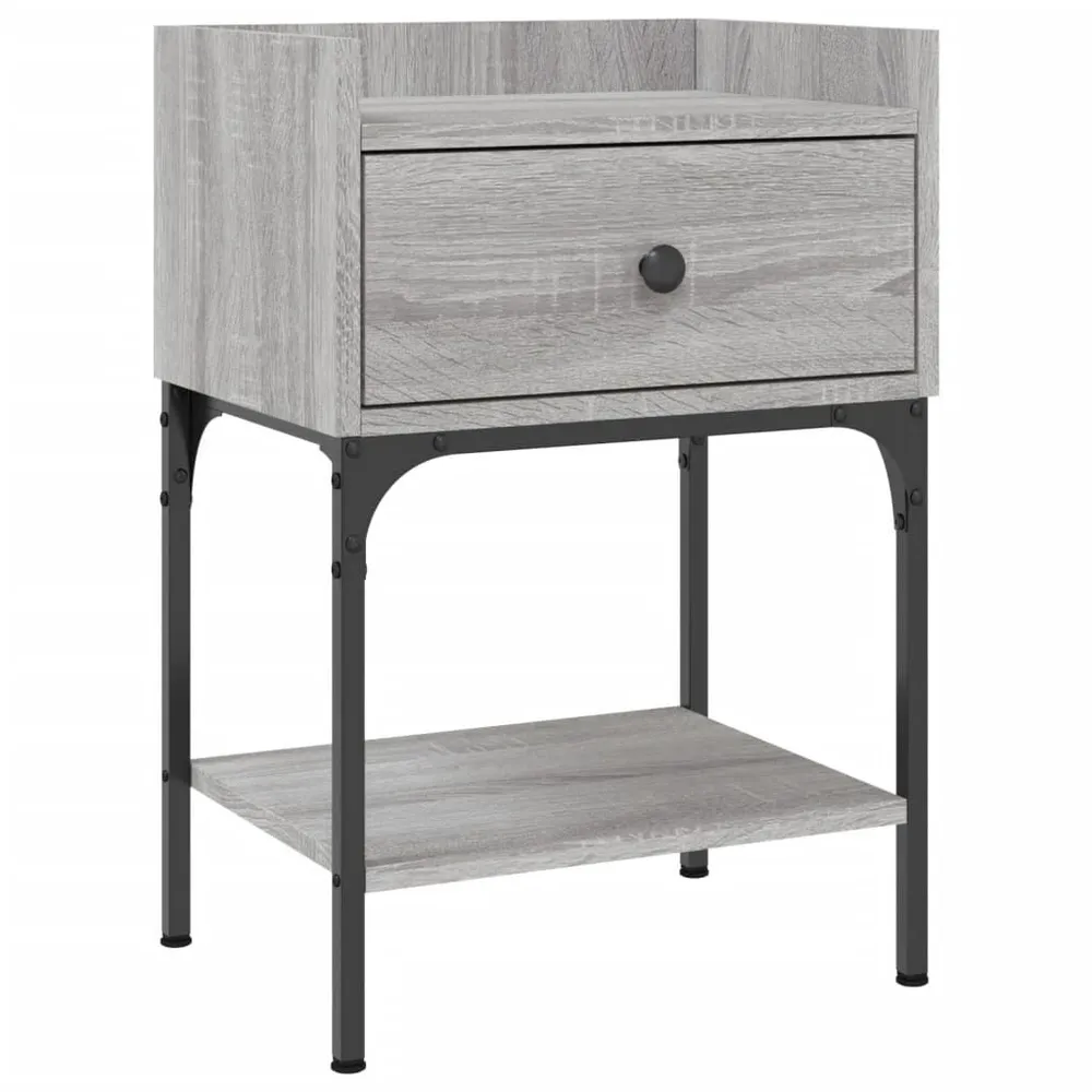Mesas cabeceira 2pcs 40,5x31x60 deriv. madeira cinza sonoma com Cabideiro Incluso