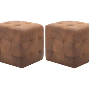 Mesas de cabeceira 2peças 30x30x30 cm camurç artificial castanho para Quartos de Casal