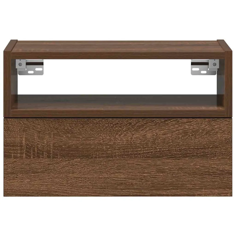 Mesas de cabeceira parede 2pcs 45x26x28,5 cm carvalho castanho | Montagem Inclusa