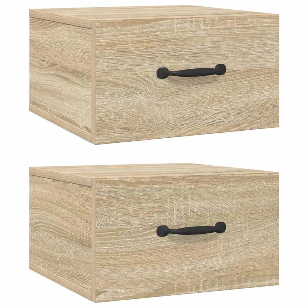 Mesas de cabeceira parede 2 pcs 35x35x20 cm cor carvalho sonoma Edição com Espelho